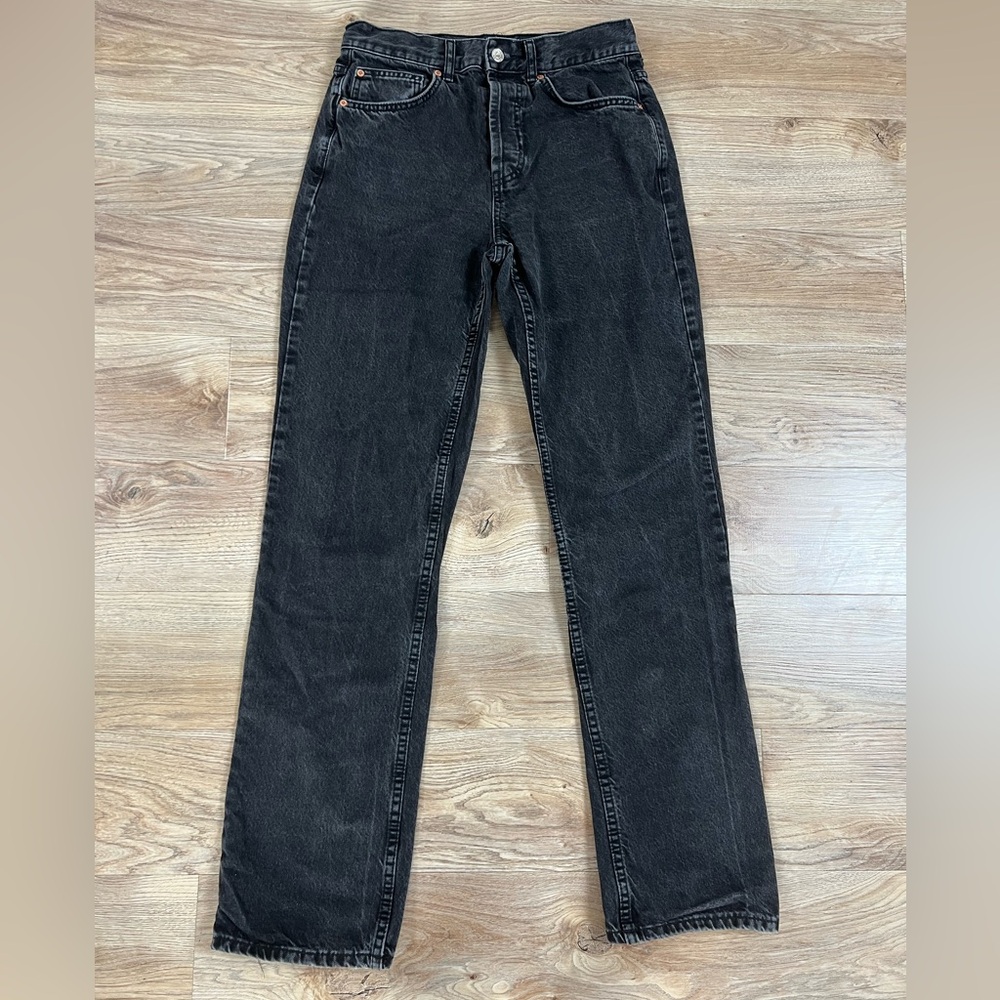 ASOS Design Black Mid Rise Straight Jeans 30x34